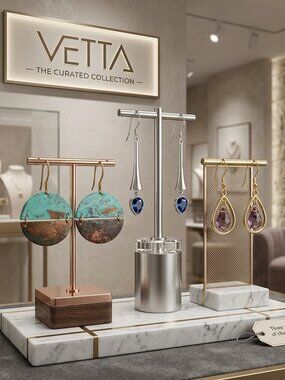 Vetta 3-Pair Earring Set metallic finishes, and geometric color drops